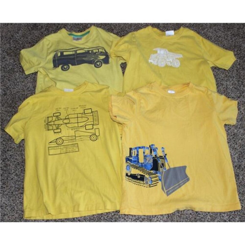 Hanna Andersson Boys 140 10 Summer Yellow Tee Shirt Lot Vehicles